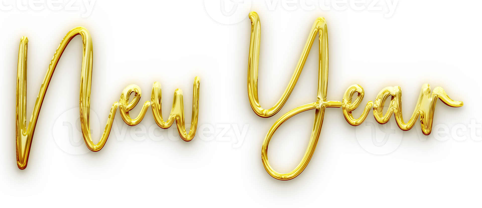 Golden volumetric 3D Text of the inscription New Year isolated cut out png