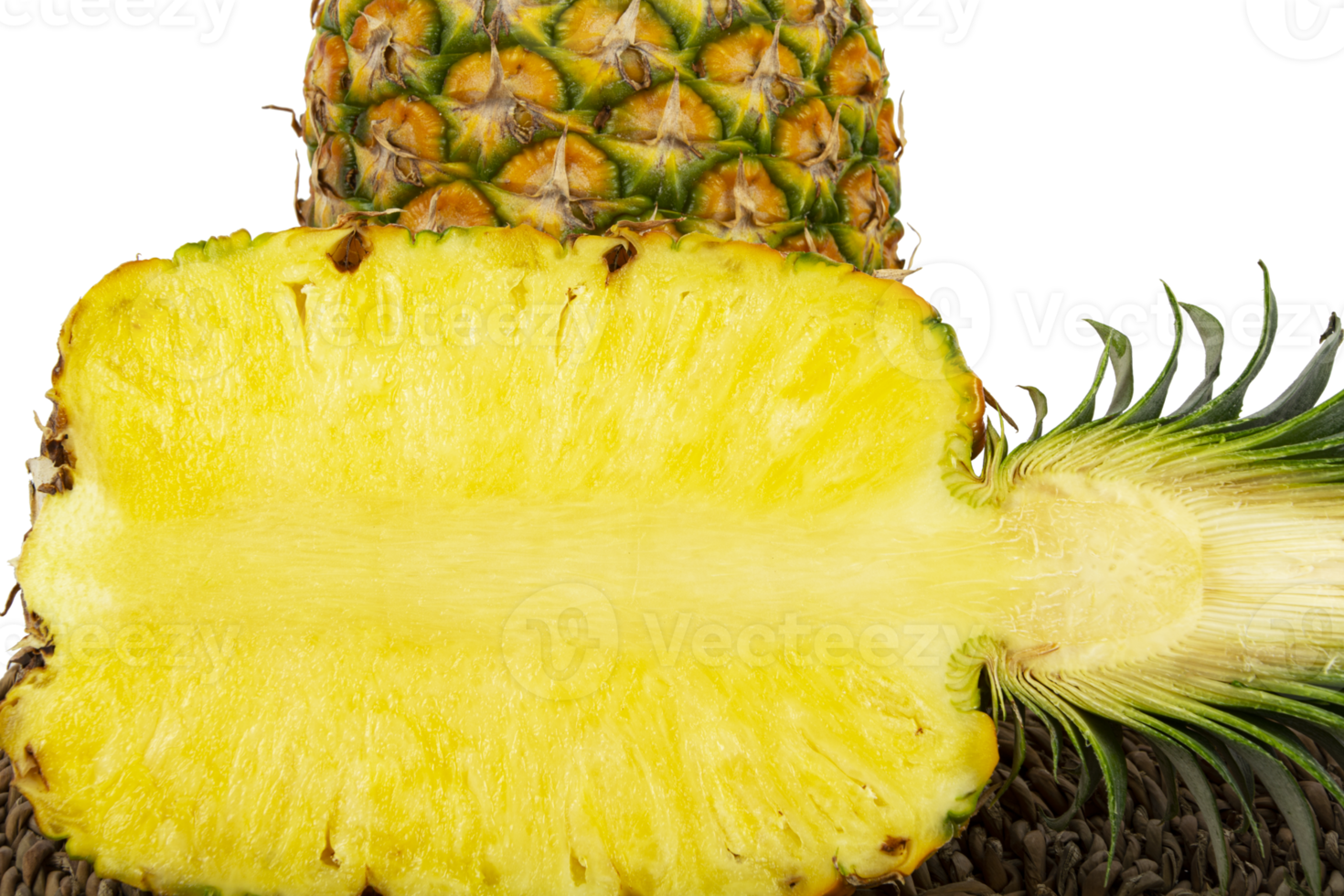 Yellow Juicy Ripe pineapple isolated cut out png