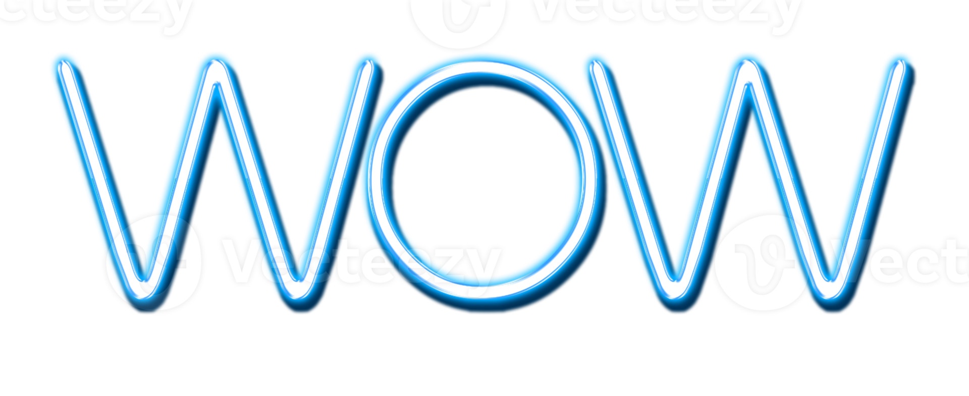 blå neon text Wow skära ut png