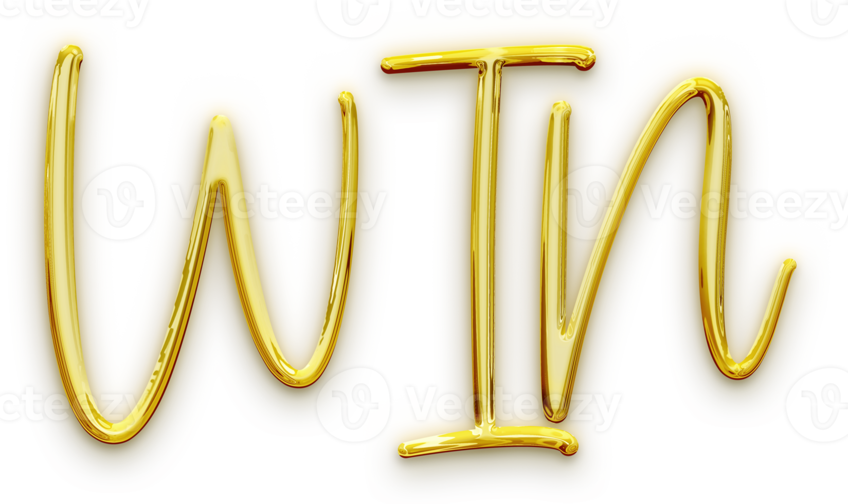 Golden volumetric 3D Text of the inscription Win isolated cut out png