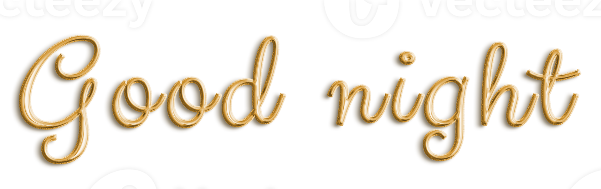 Gold Volumetric 3D Text Balloons Lettering Good Night cut out png