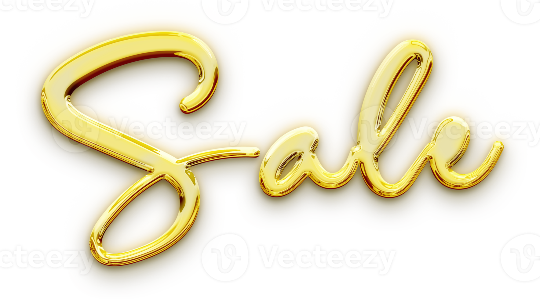 Gold volumetric 3D Text inscription Sale isolated cut out png