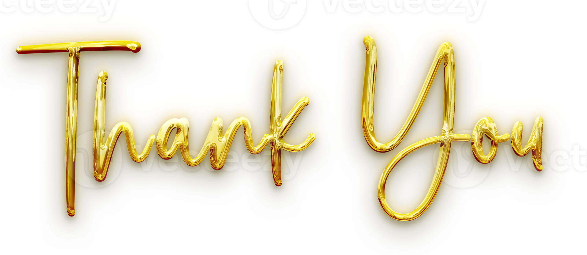 Golden volumetric 3D Text of the inscription Thank You isolated cut out png