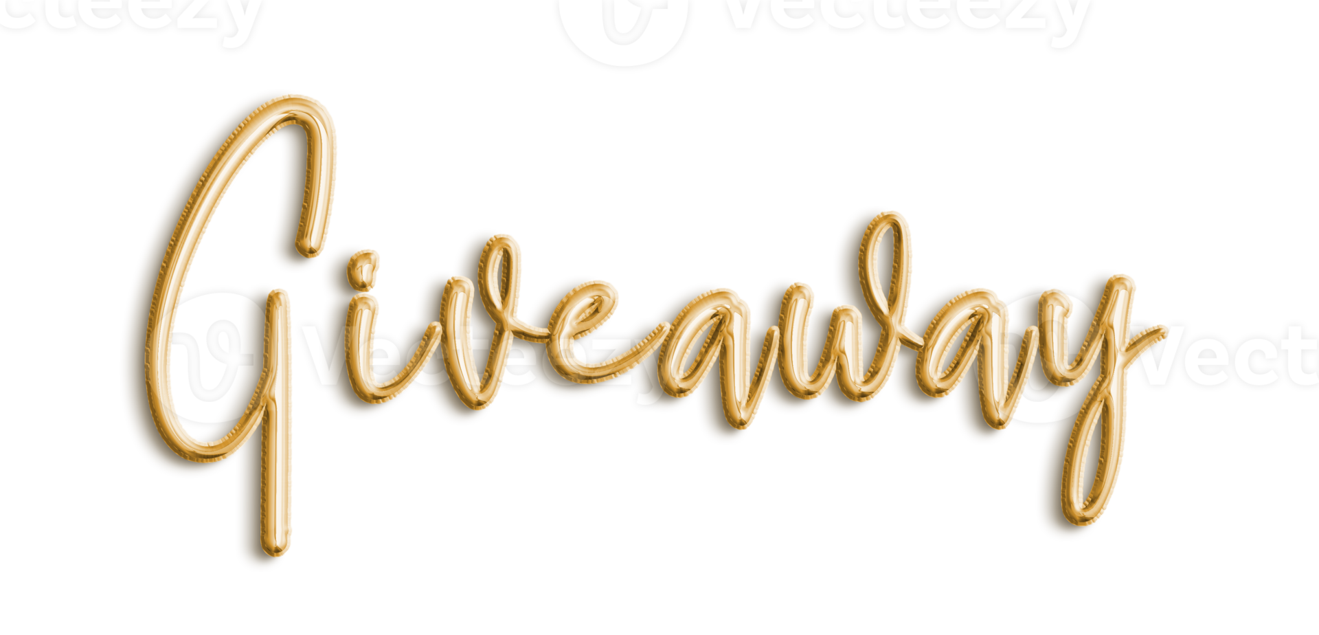 Golden Volumetric 3D Text Balloons Lettering Giveaway cut out png