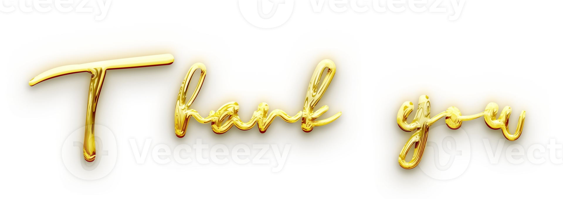 Golden volumetric 3D Text of the inscription Thank You isolated cut out png