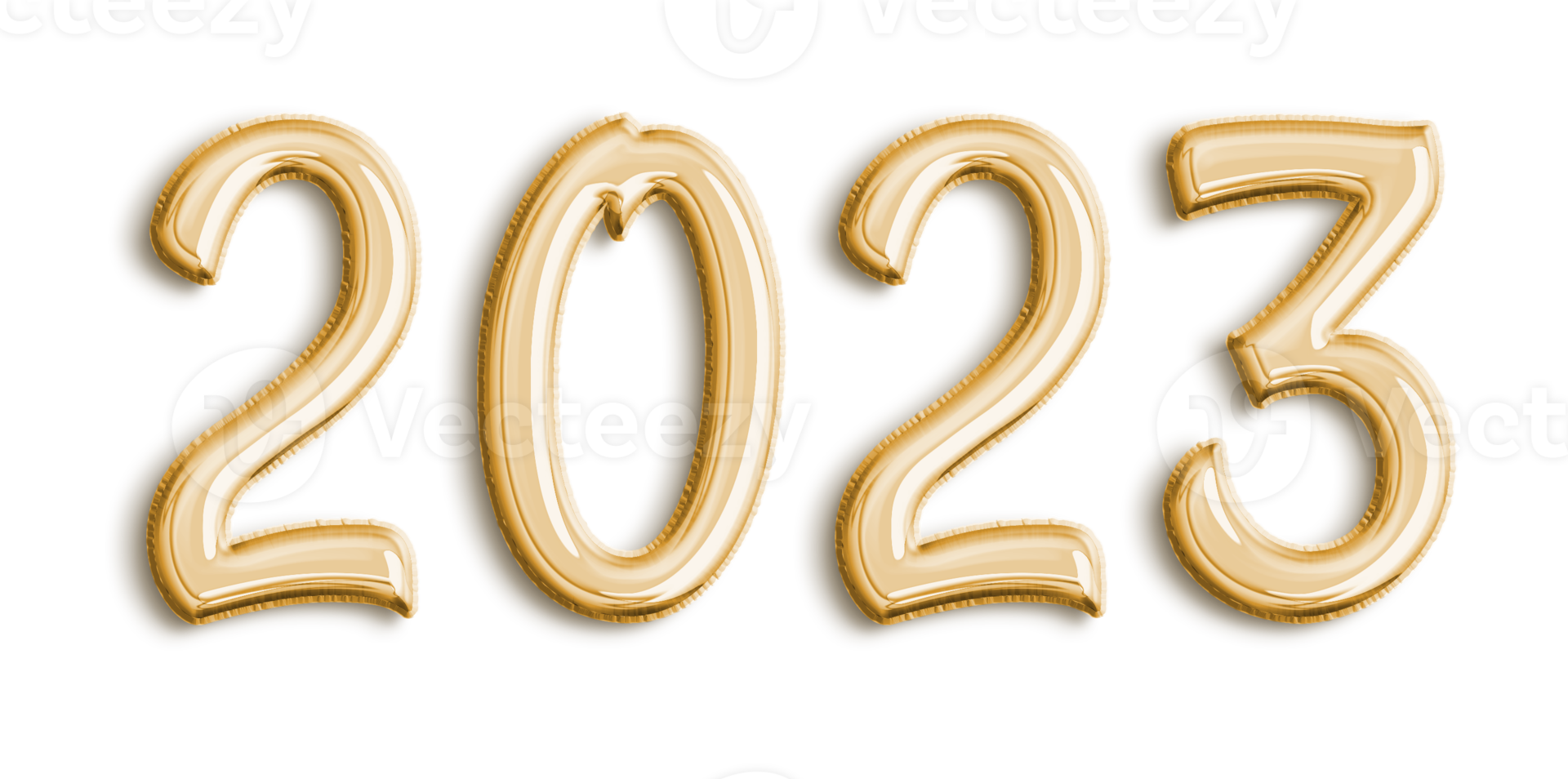 Golden Volumetric 3D Text Balloons Lettering 2023 cut out png