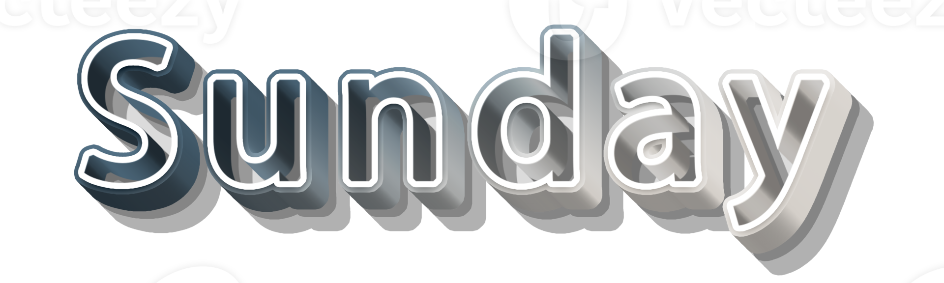 volumetric 3D Text of the inscription Sunday isolated cut out png