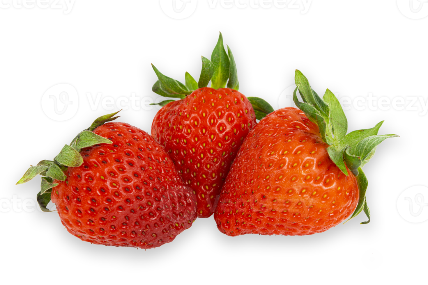 Red fresh ripe delicious strawberry with green leaf png