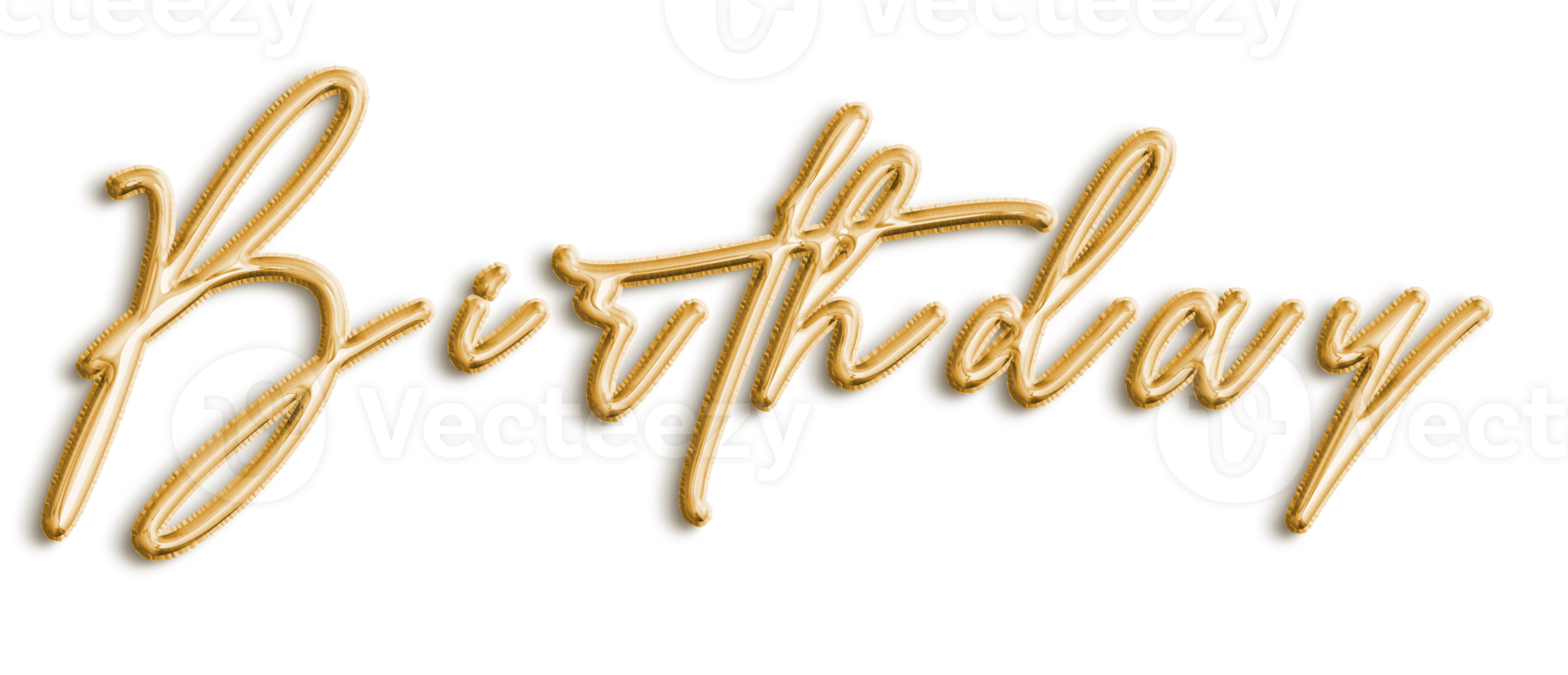 Golden Volumetric 3D Text Balloons Lettering Birthday cut out png