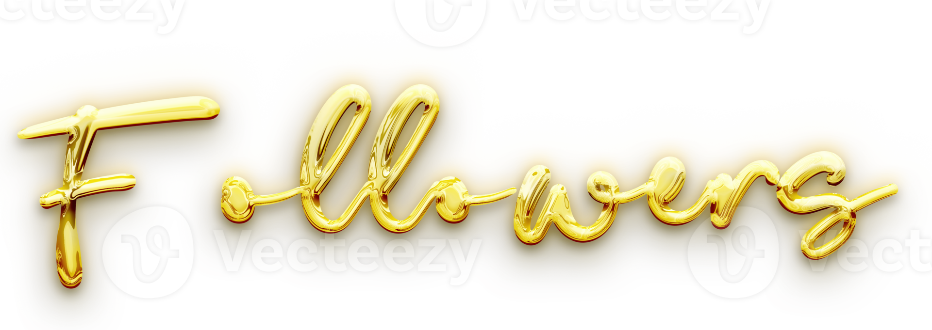 Golden volumetric 3D Text of the inscription Followers isolated cut out png