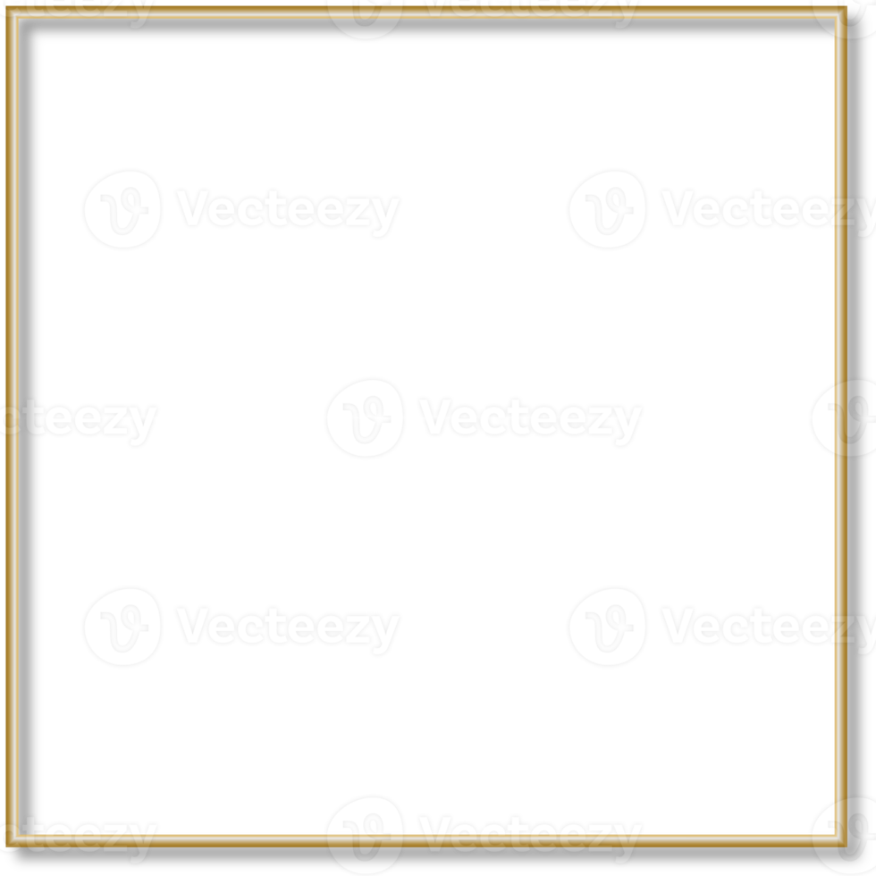 quadratischer goldener rahmen isoliert ausgeschnitten png