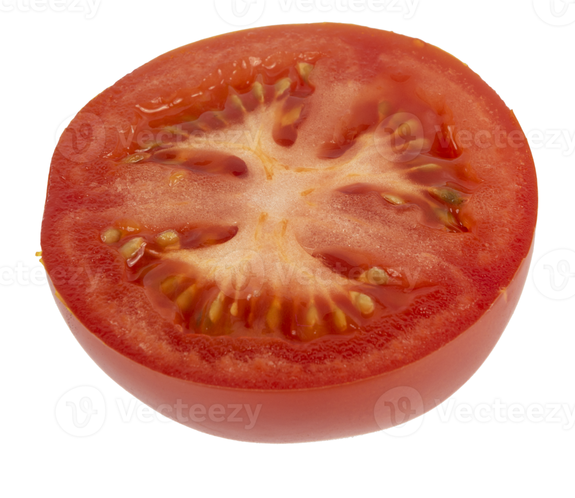 Rodaja de tomate fresco rojo cortado aislado png