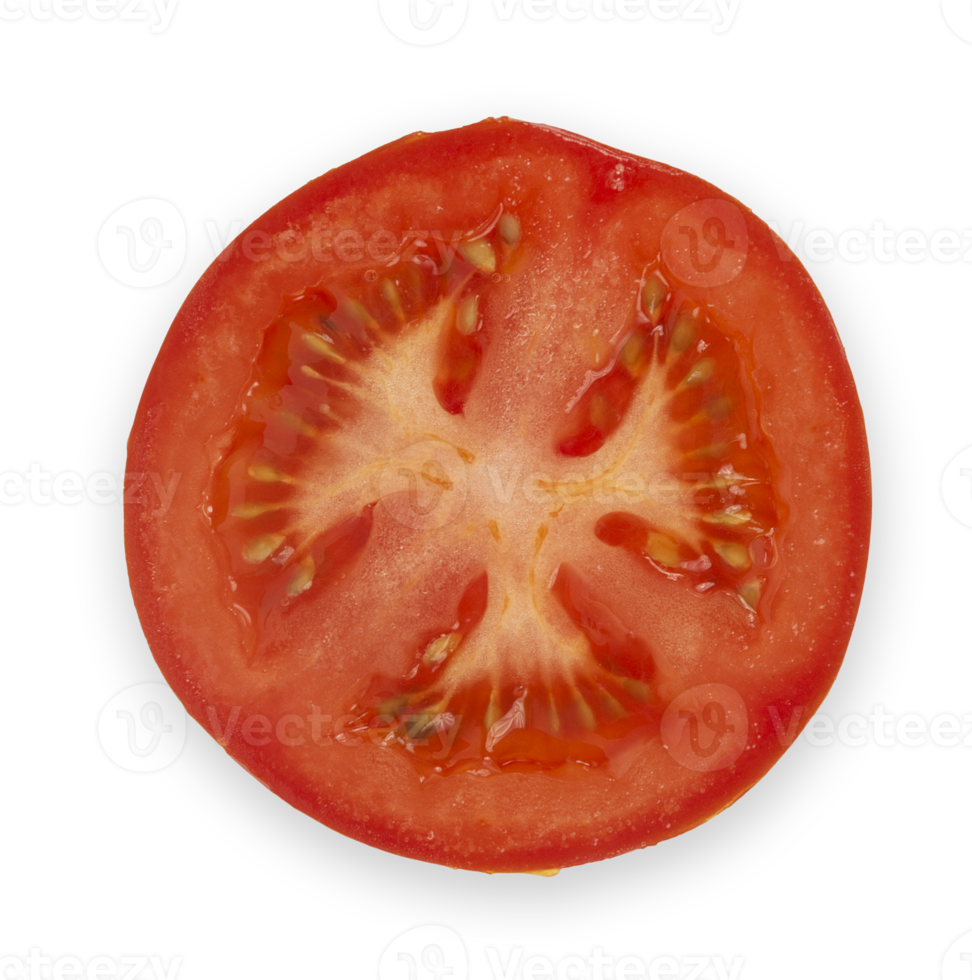 Rodaja de tomate fresco rojo cortado aislado png