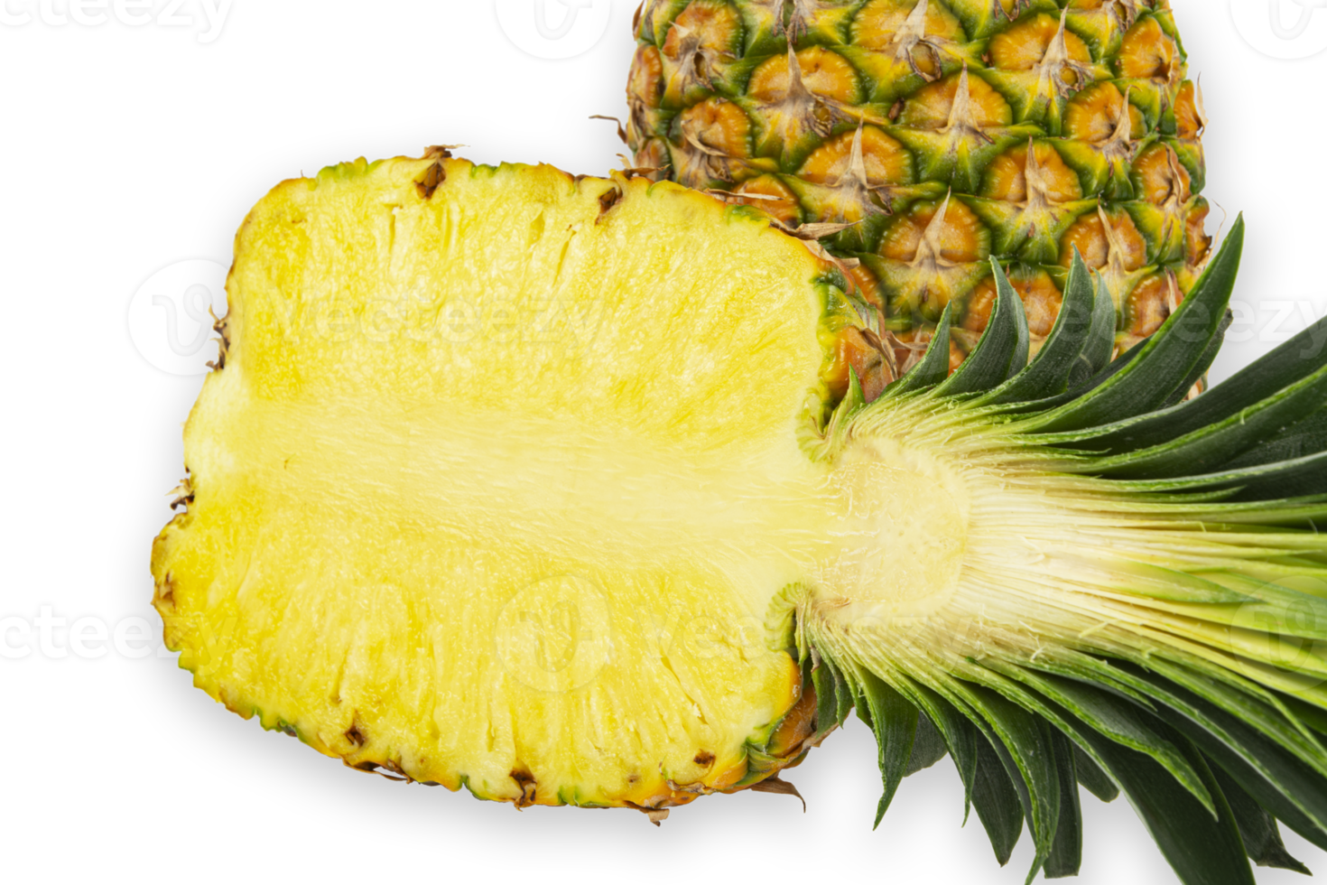 Yellow Juicy Ripe pineapple isolated cut out png