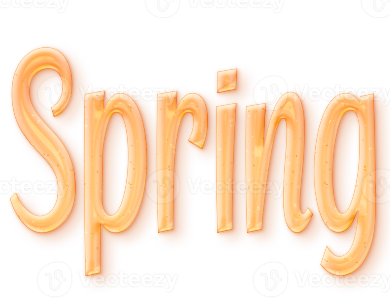 Orange volumetric 3D Text inscription Love Spring isolated cut out png