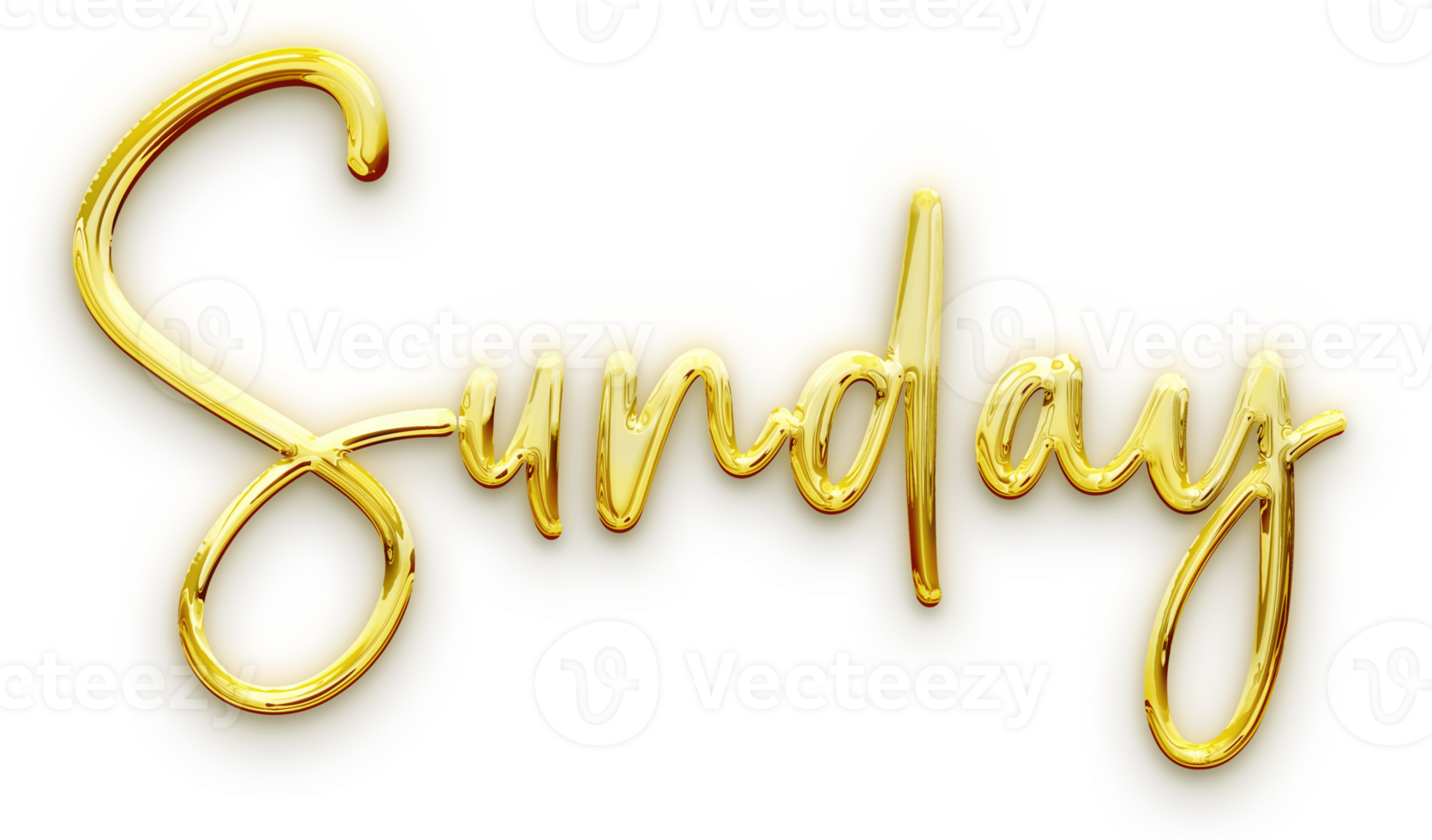 Golden volumetric 3D Text of the inscription Sunday isolated cut out png