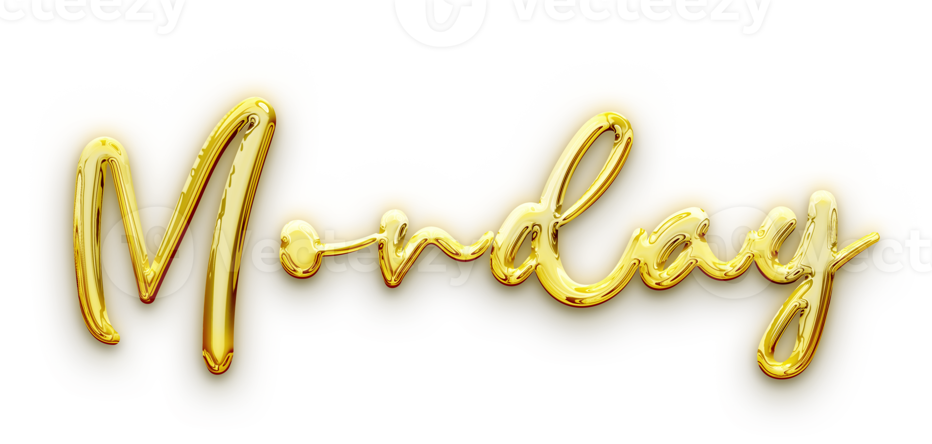 Golden volumetric 3D Text of the inscription Monday isolated cut out png