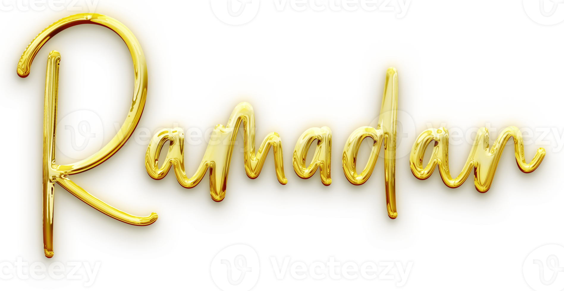 Golden volumetric 3D Text of the inscription Ramadan isolated cut out png