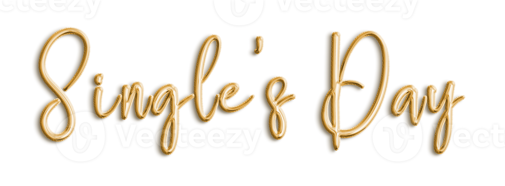 Gold Volumetric 3D Text Balloons Singles day cut out png