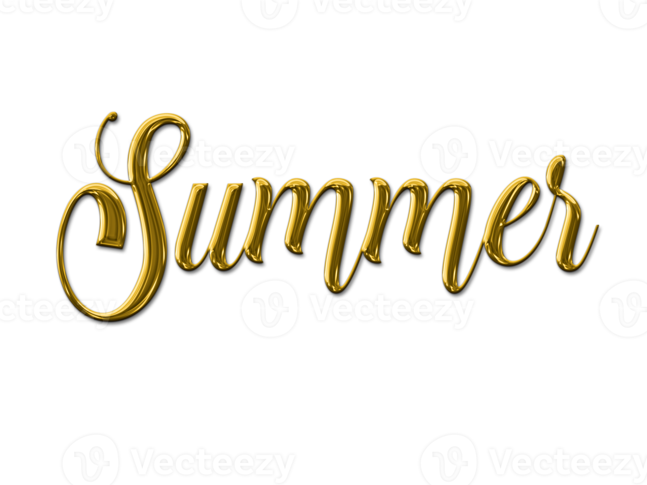 Gold volumetric 3D Text inscription Summer isolated cut out png