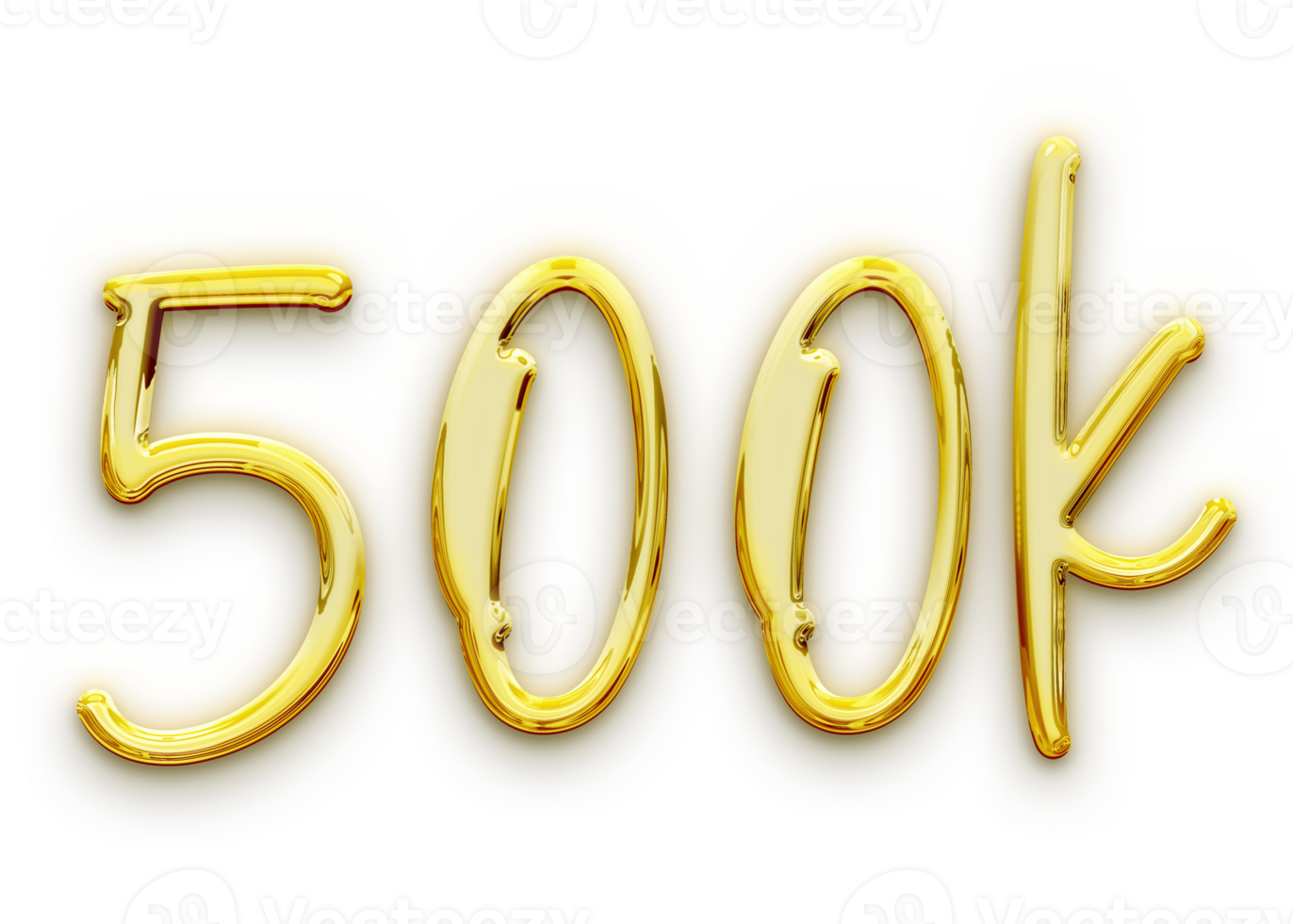 Golden volumetric 3D Text of the inscription 500K isolated cut out png