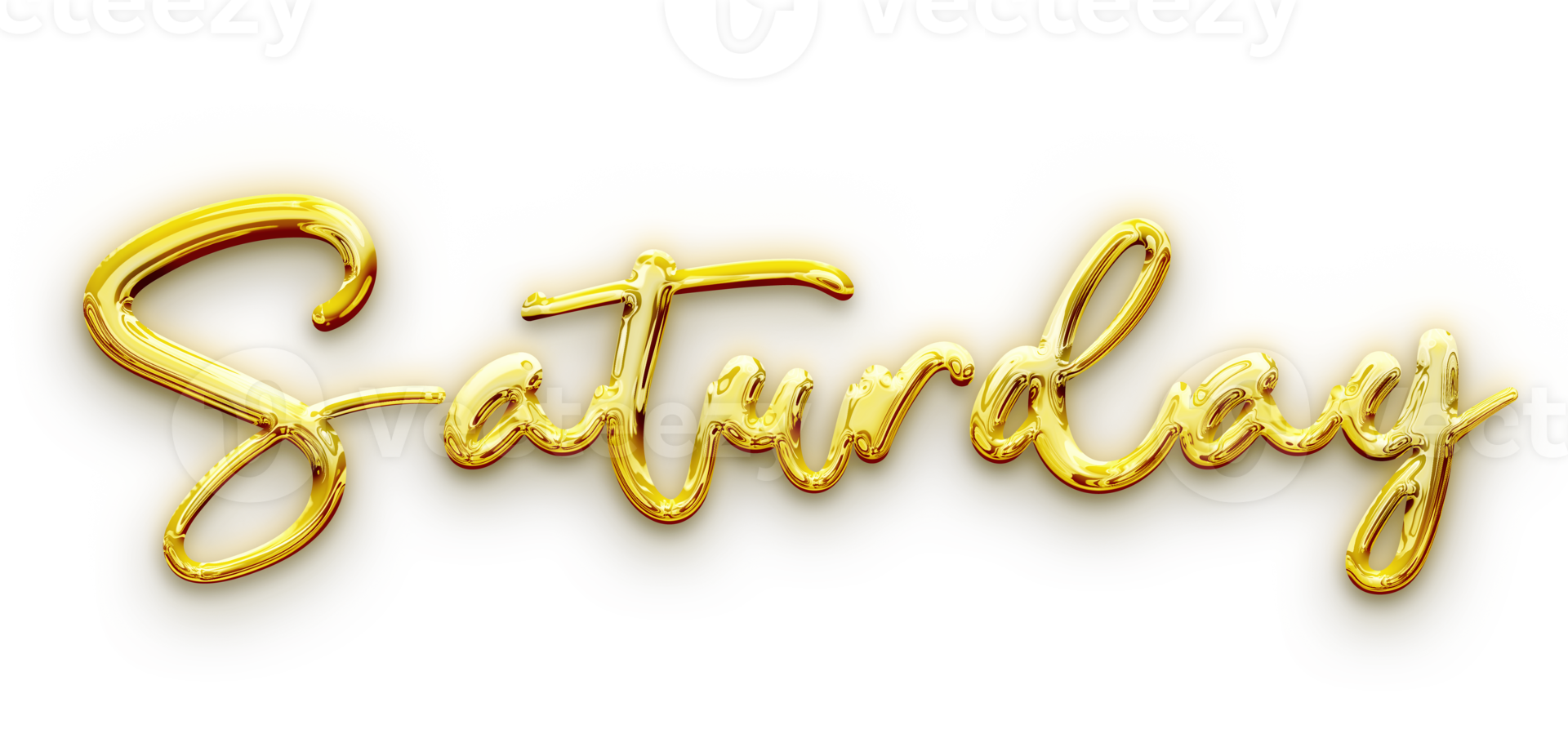 Golden volumetric 3D Text of the inscription Saturday isolated cut out png