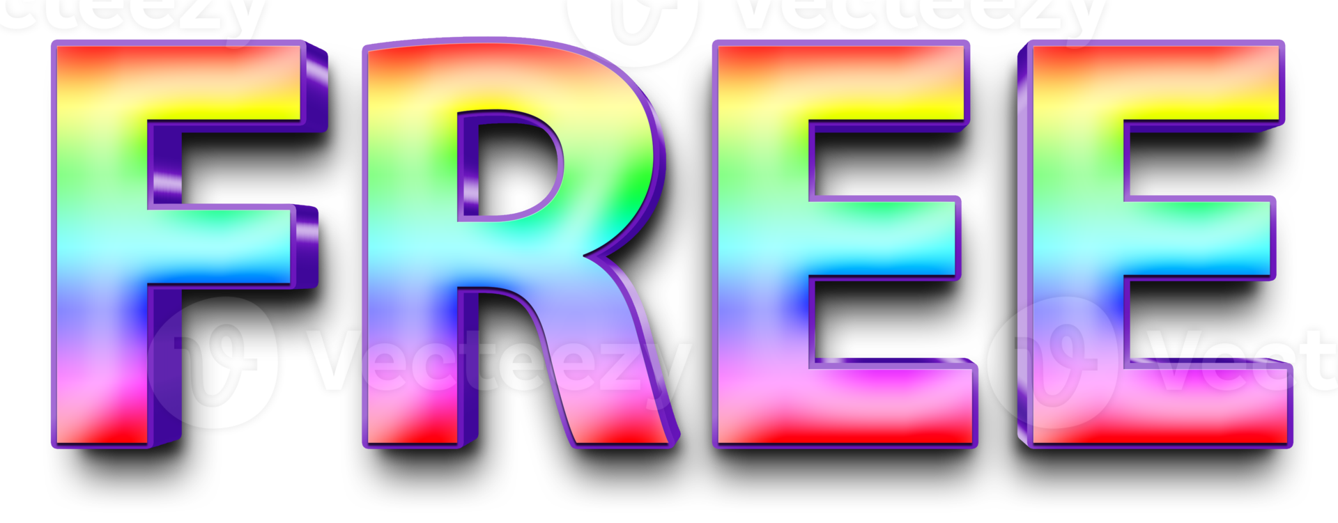 rainbow volumetric 3D Text of the inscription Free isolated cut out png