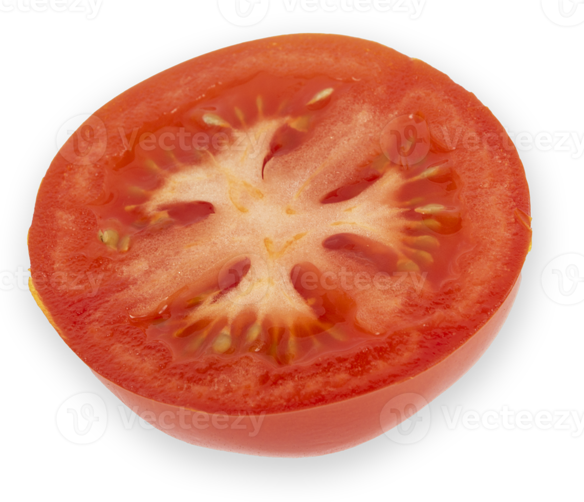 Rodaja de tomate fresco rojo cortado aislado png