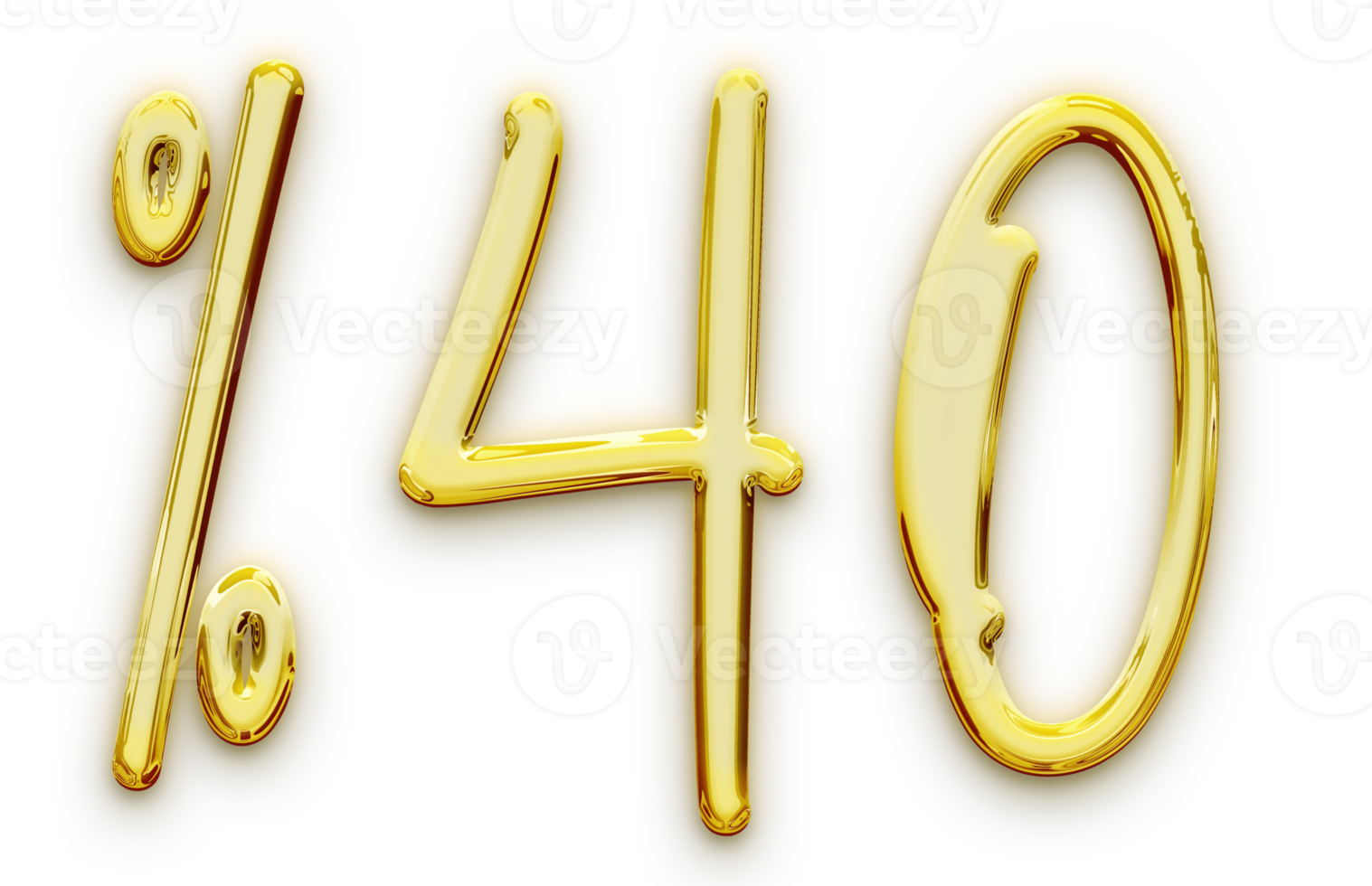 gyllene volumetriska 3d text av de inskrift 40 isolerat skära ut png
