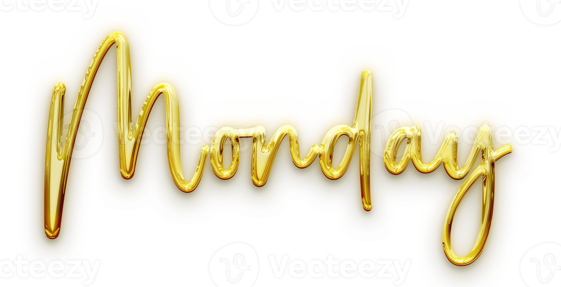 Golden volumetric 3D Text of the inscription Monday isolated cut out png