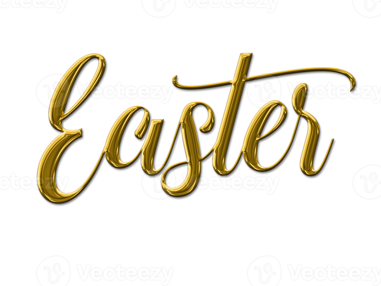 Gold volumetric 3D Text inscription Easter isolated cut out png