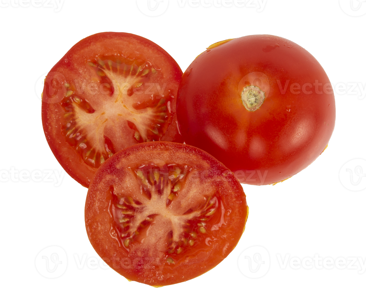 Rodaja de tomate fresco rojo cortado aislado png