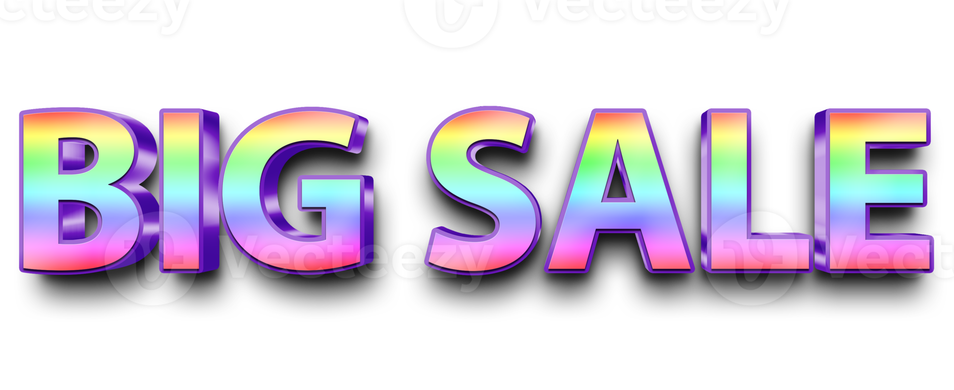 rainbow volumetric 3D Text of the inscription Big Sale isolated cut out png