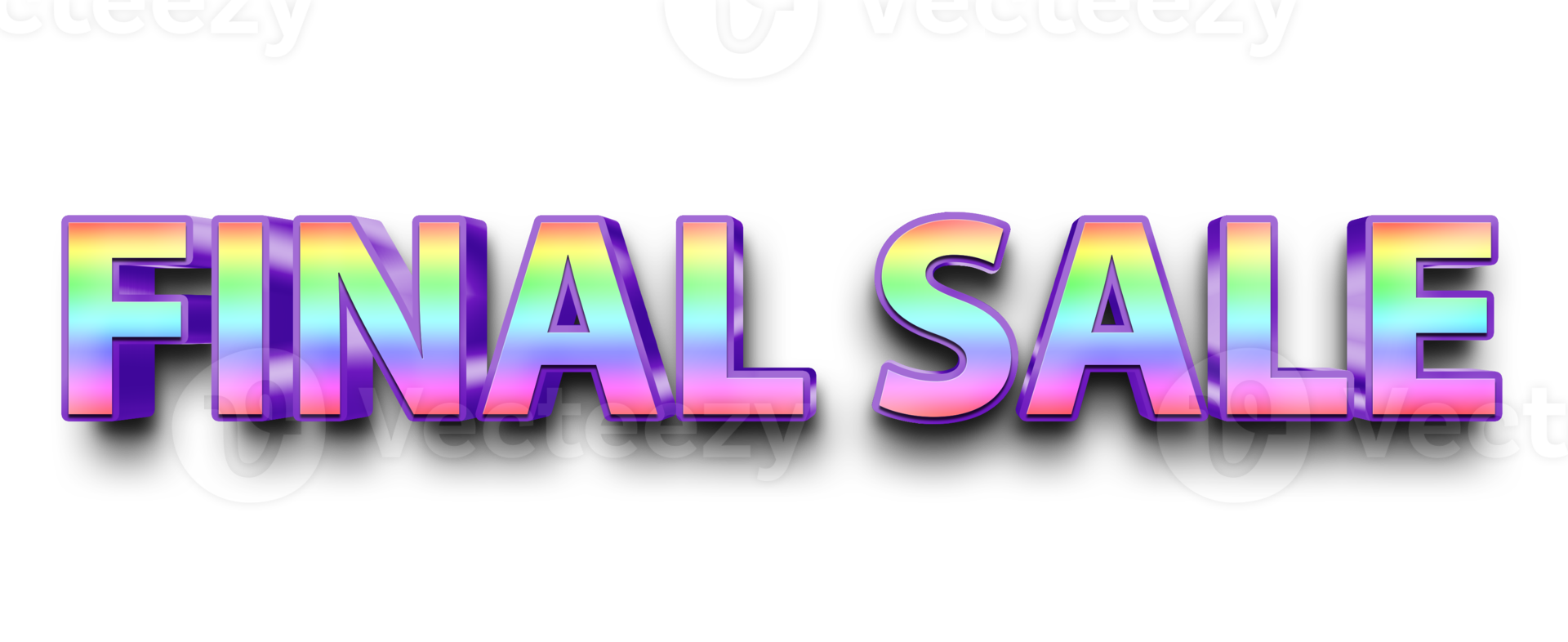 Rainbow volumetric 3D Text of the inscription Final Sale isolated cut out png