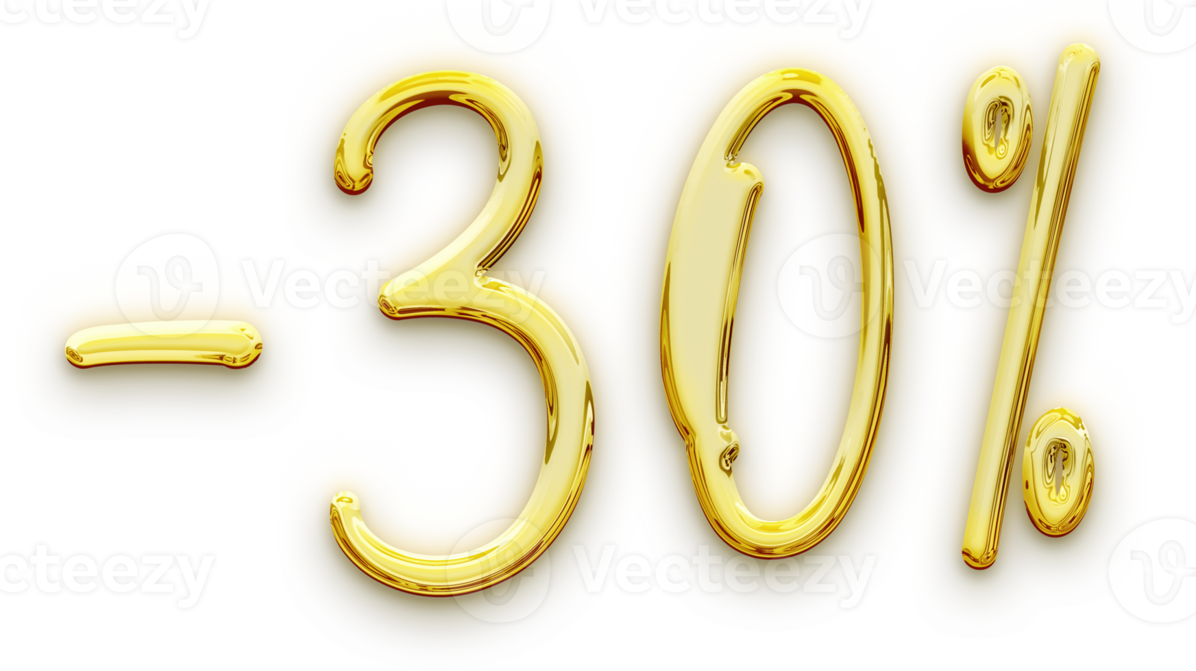 Golden volumetric 3D Text of the inscription -30 isolated cut out png