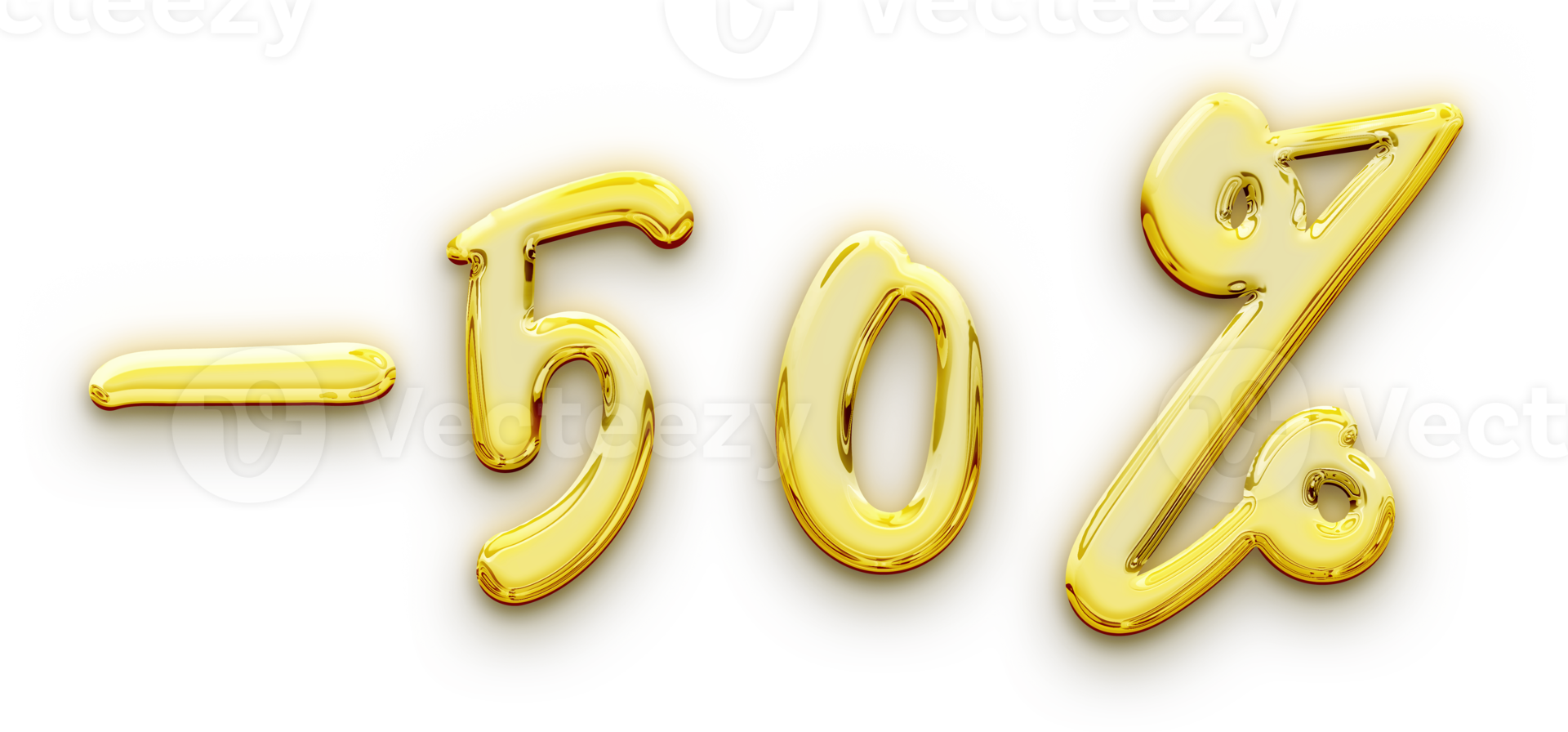 Golden volumetric 3D Text of the inscription -50 isolated cut out png