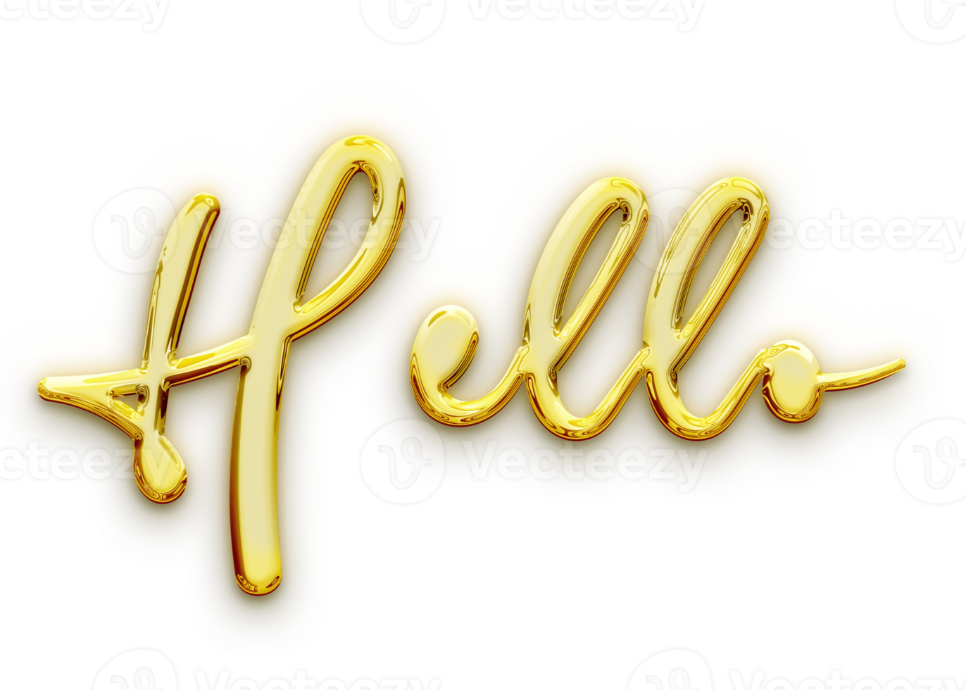 Golden volumetric 3D Text of the inscription Hello isolated cut out png