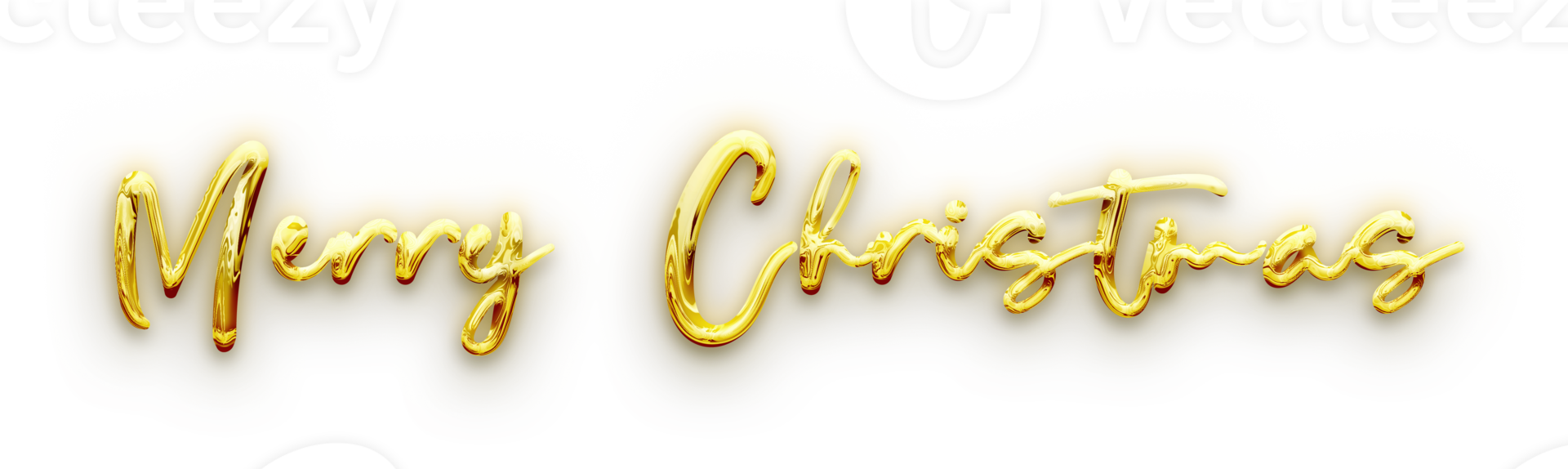 Golden volumetric 3D Text of the inscription Merry Christmas isolated cut out png