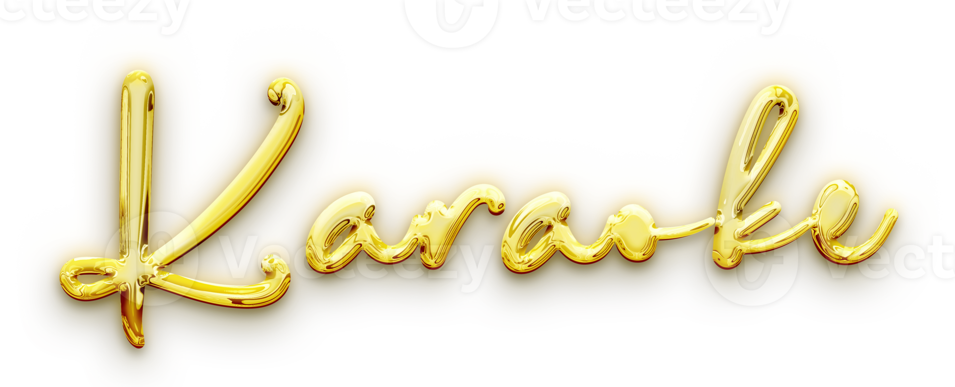 Golden volumetric 3D Text of the inscription Karaoke isolated cut out png