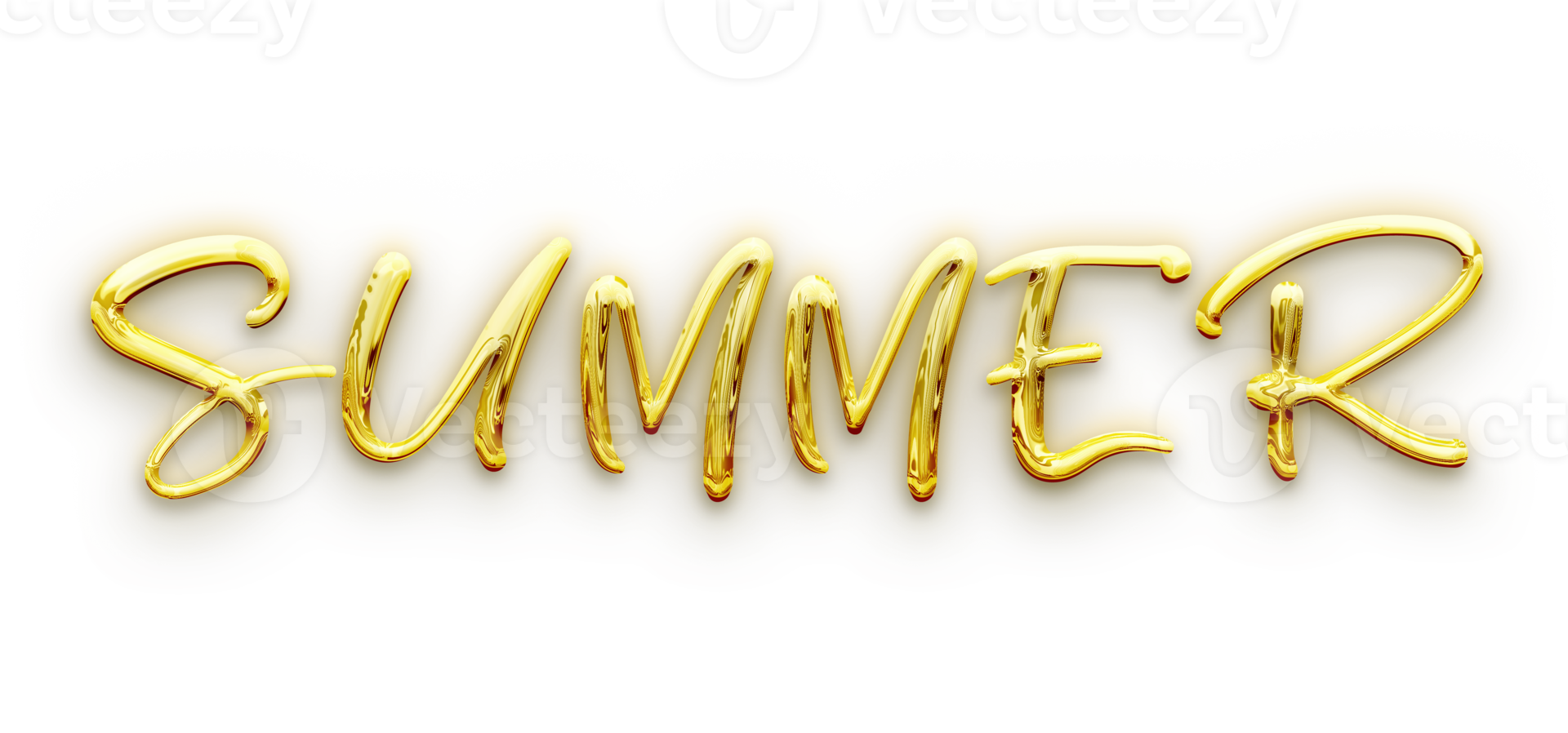 Golden volumetric 3D Text inscription Summer isolated cut out png