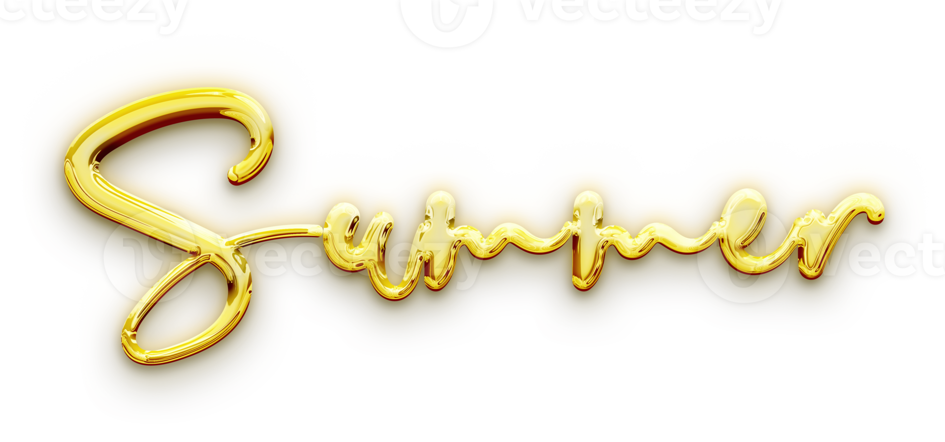 Golden volumetric 3D Text inscription Summer isolated cut out png
