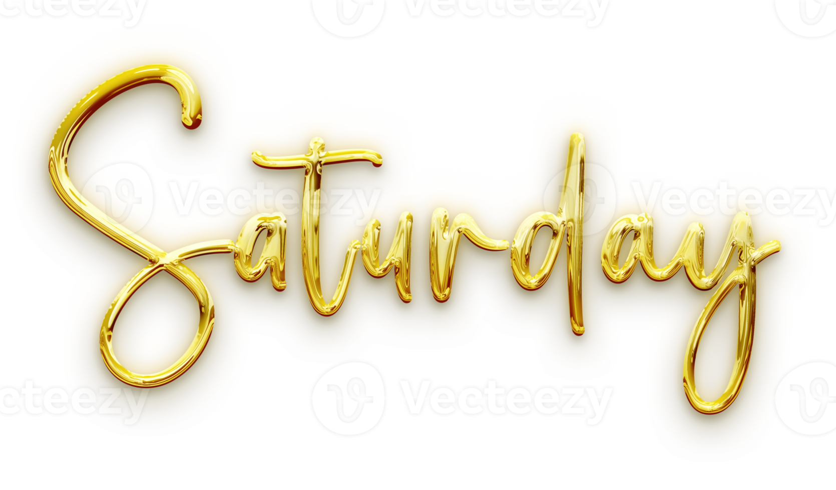 Golden volumetric 3D Text of the inscription Saturday isolated cut out png