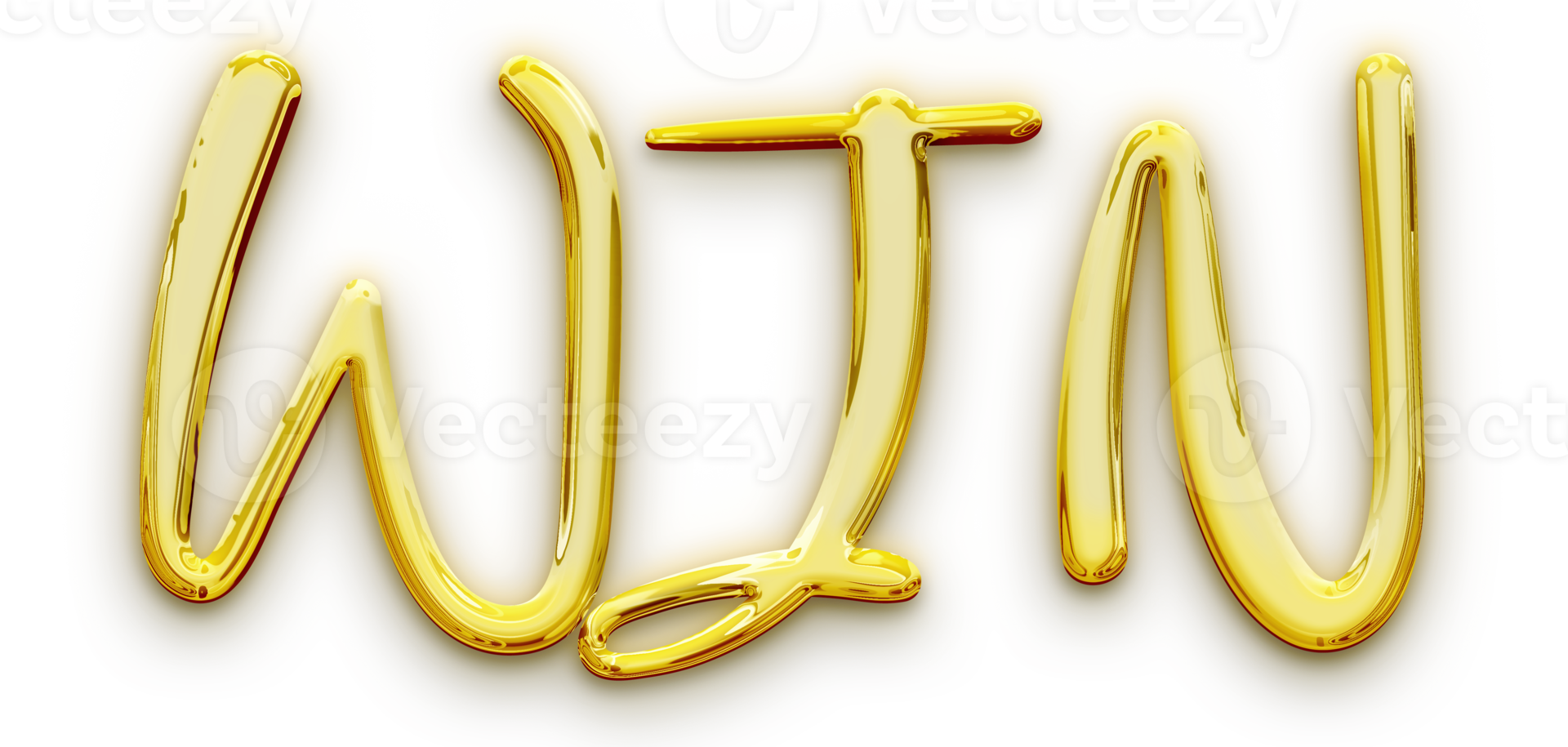 Golden volumetric 3D Text of the inscription Win isolated cut out png