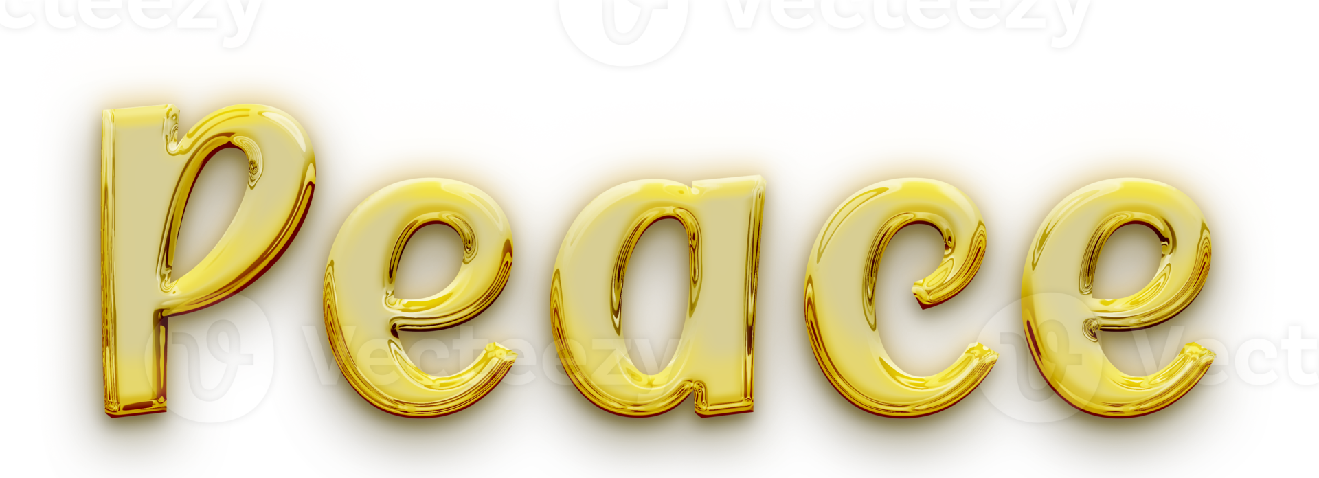 Golden volumetric 3D Text of the inscription Peace isolated cut out png