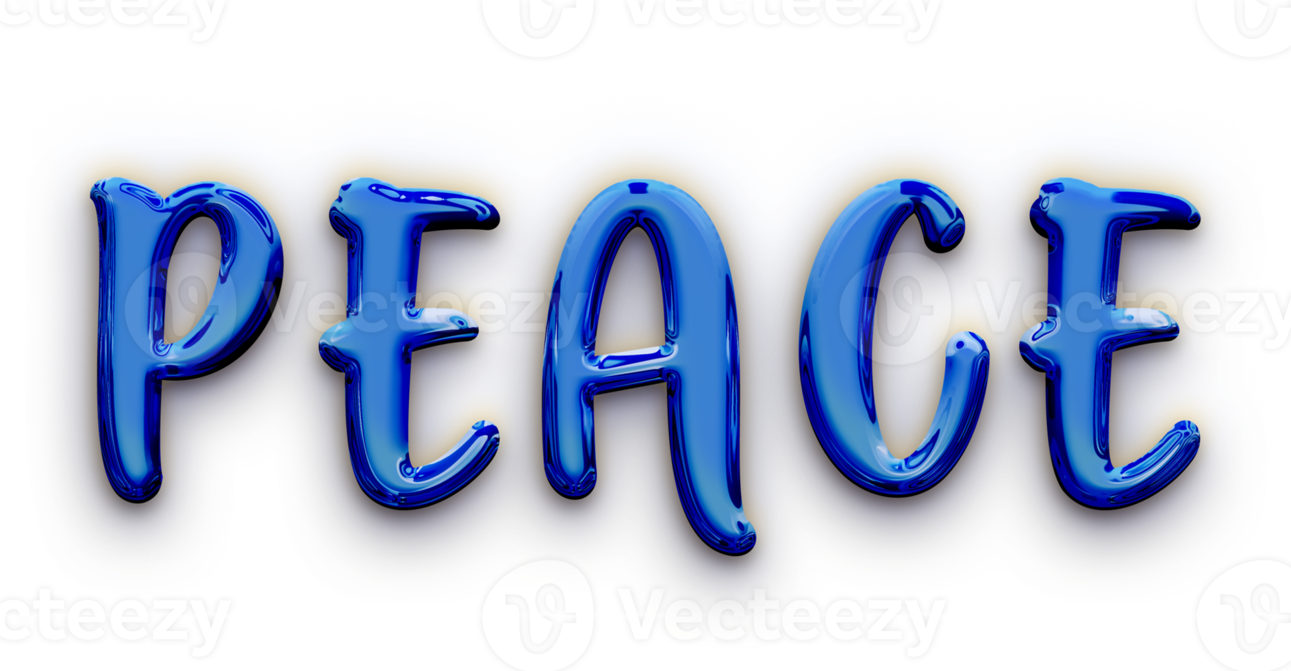 Blue volumetric 3D Text of the inscription Peace isolated cut out png