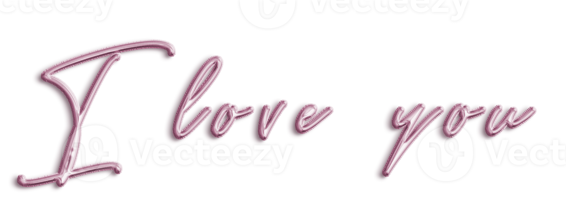 Pink Volumetric 3D Text Balloons Lettering I Love You cut out png
