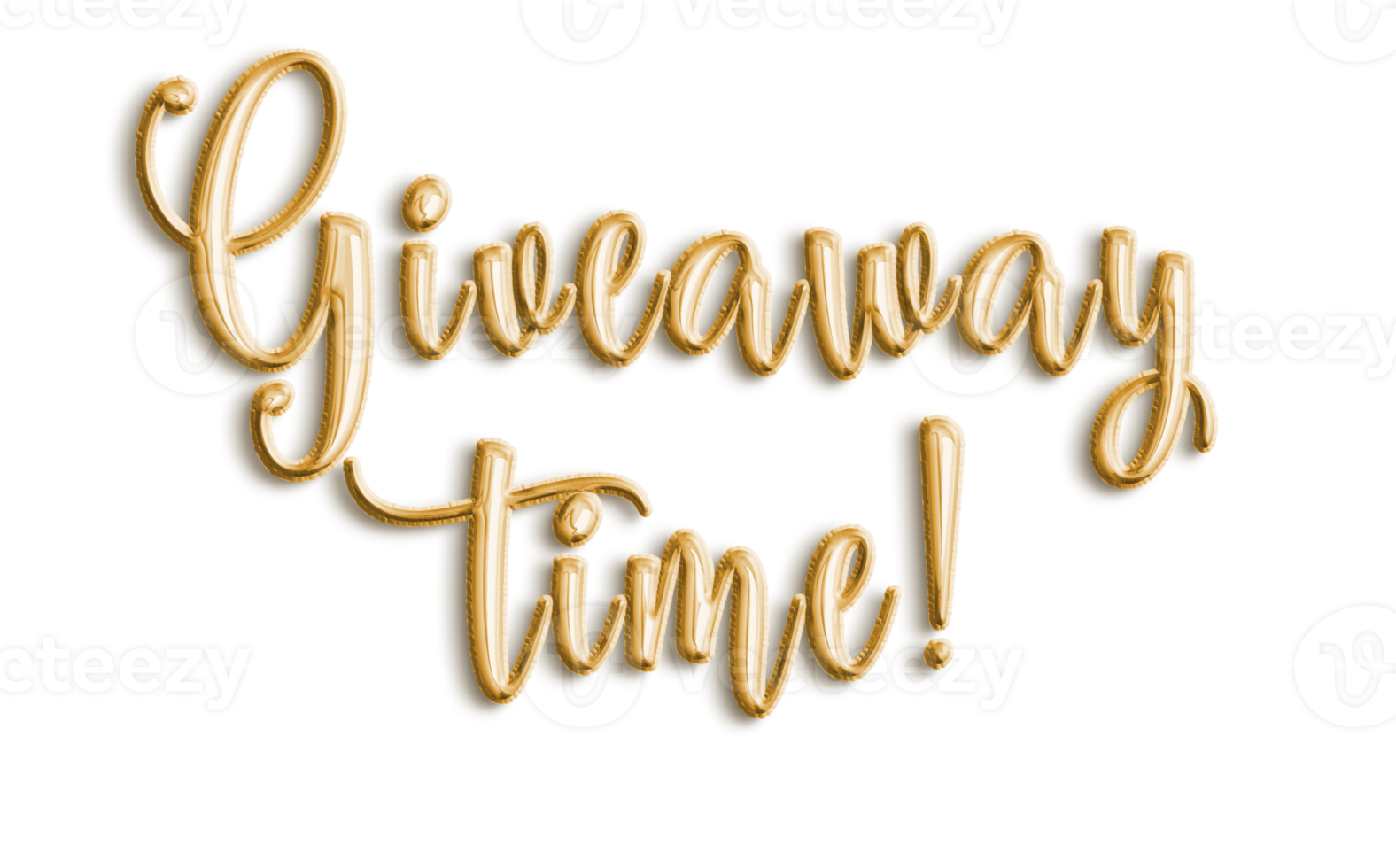 Golden Volumetric 3D Text Balloons Lettering Giveaway cut out png