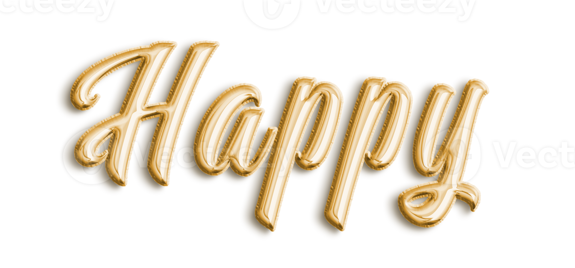 Golden Volumetric 3D Text Balloons Lettering Happy cut out png