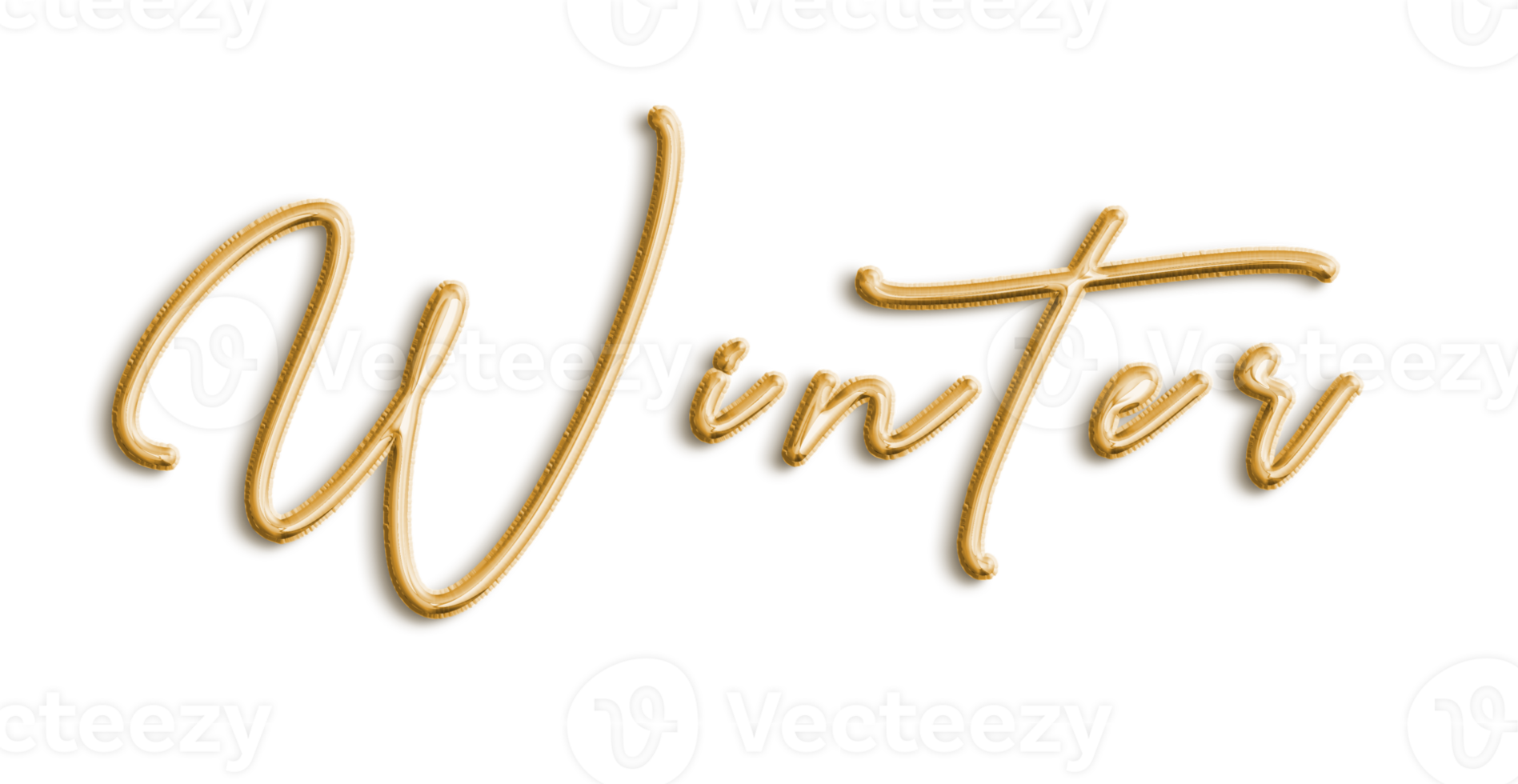 Gold Volumetric 3D Text Balloons Lettering Winter cut out png