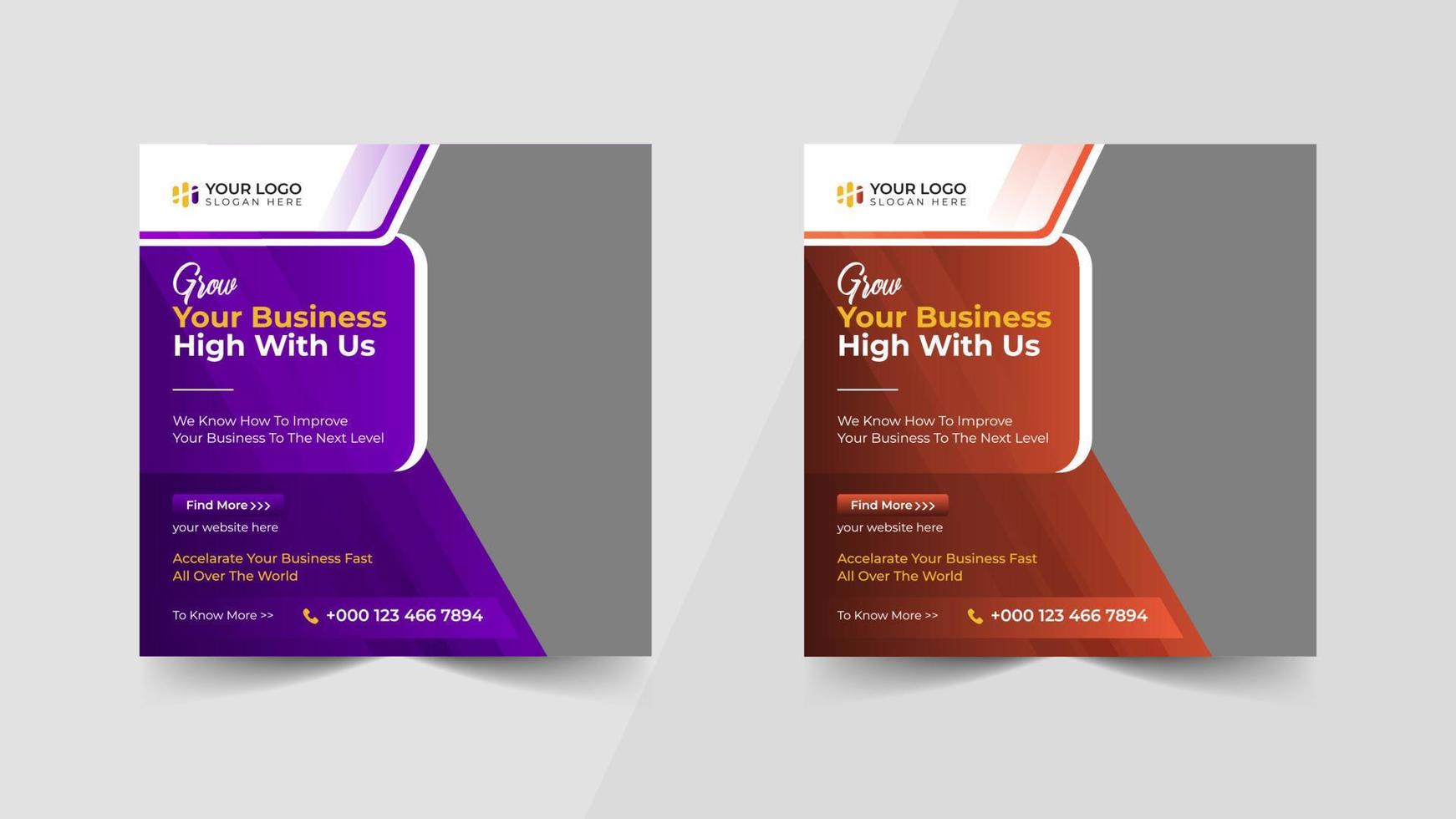 corporate social media banner design template set vector